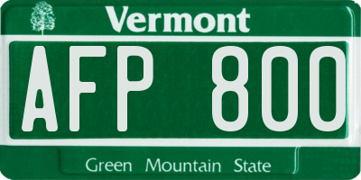 VT license plate AFP800