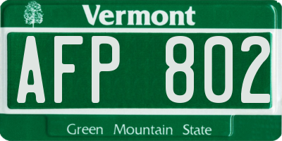 VT license plate AFP802