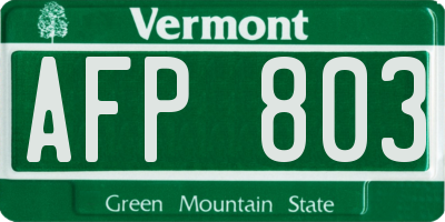 VT license plate AFP803