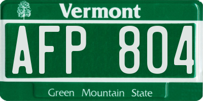 VT license plate AFP804