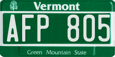 VT license plate AFP805