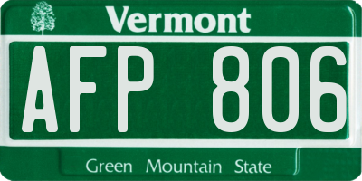 VT license plate AFP806