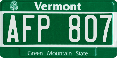 VT license plate AFP807