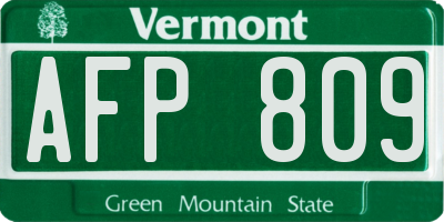 VT license plate AFP809