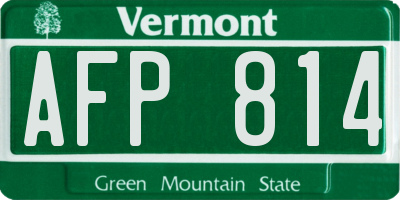 VT license plate AFP814