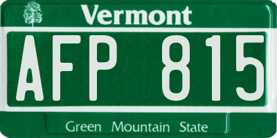 VT license plate AFP815