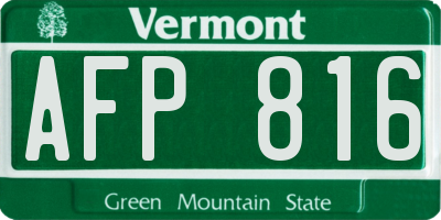 VT license plate AFP816