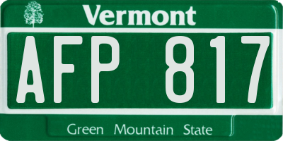 VT license plate AFP817