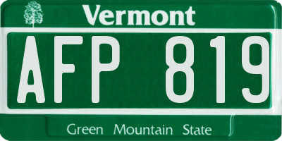 VT license plate AFP819