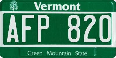 VT license plate AFP820
