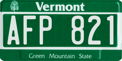 VT license plate AFP821