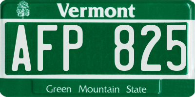 VT license plate AFP825