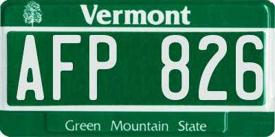 VT license plate AFP826