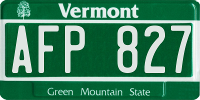 VT license plate AFP827