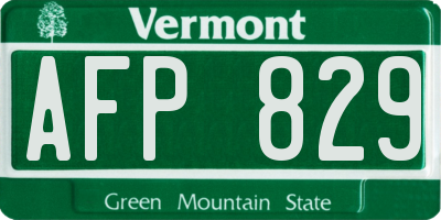 VT license plate AFP829
