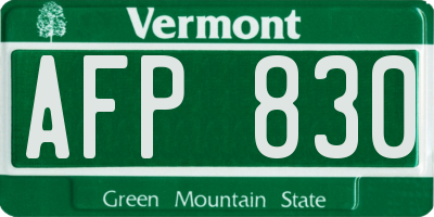VT license plate AFP830
