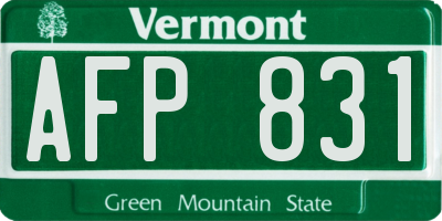 VT license plate AFP831