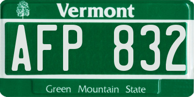 VT license plate AFP832