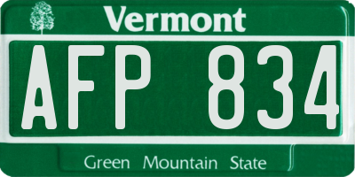 VT license plate AFP834