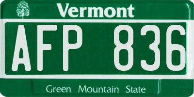VT license plate AFP836