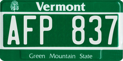 VT license plate AFP837