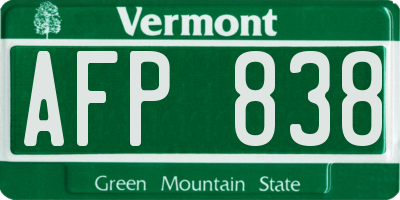 VT license plate AFP838