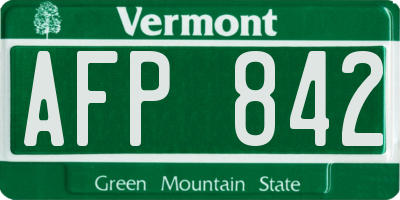 VT license plate AFP842