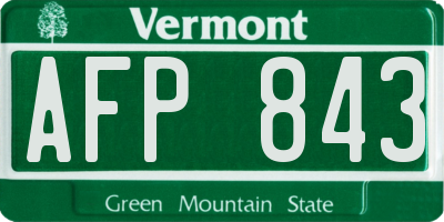 VT license plate AFP843