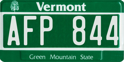 VT license plate AFP844