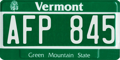 VT license plate AFP845
