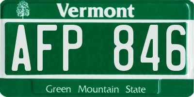 VT license plate AFP846
