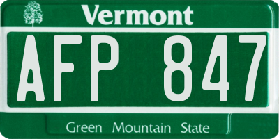 VT license plate AFP847