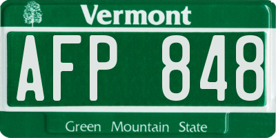 VT license plate AFP848