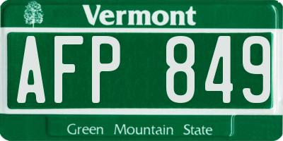 VT license plate AFP849