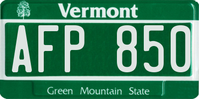 VT license plate AFP850