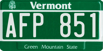 VT license plate AFP851