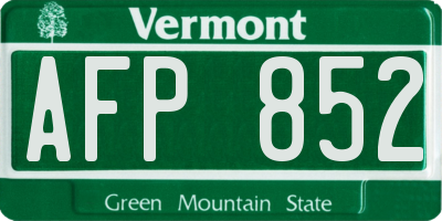 VT license plate AFP852