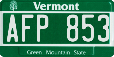 VT license plate AFP853