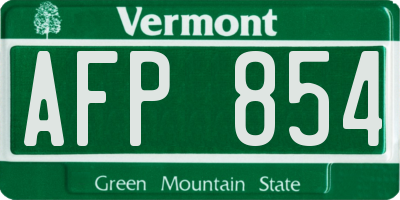 VT license plate AFP854