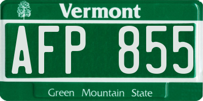 VT license plate AFP855