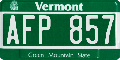 VT license plate AFP857
