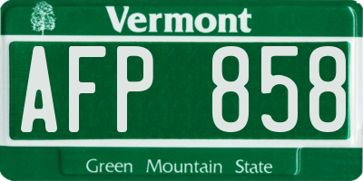 VT license plate AFP858