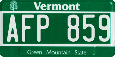 VT license plate AFP859