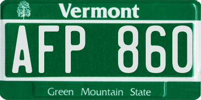 VT license plate AFP860