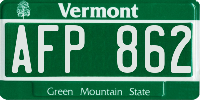 VT license plate AFP862