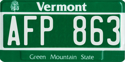 VT license plate AFP863
