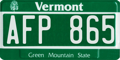 VT license plate AFP865