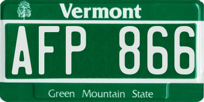 VT license plate AFP866