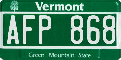 VT license plate AFP868