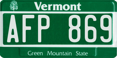 VT license plate AFP869